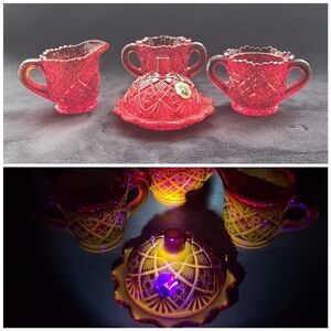 Vintage Westmoreland UV reactive Ruby Glass Set